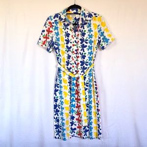 VINTAGE floral dress with waist tie.